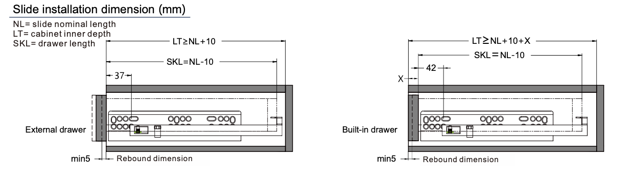 R882TP Single extension push-to-open concealed drawer slides